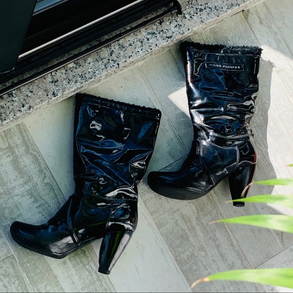Marc Jacobs Shoes - Marc Jacobs Glossy Patent Leather Vintage Widened Heels Boots